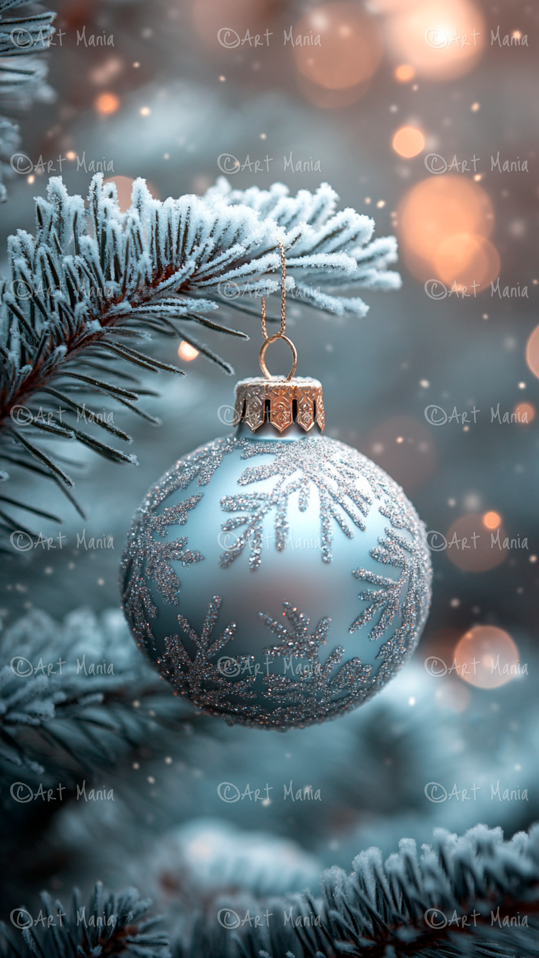 Christmas silver ball. Mobile wallpaper