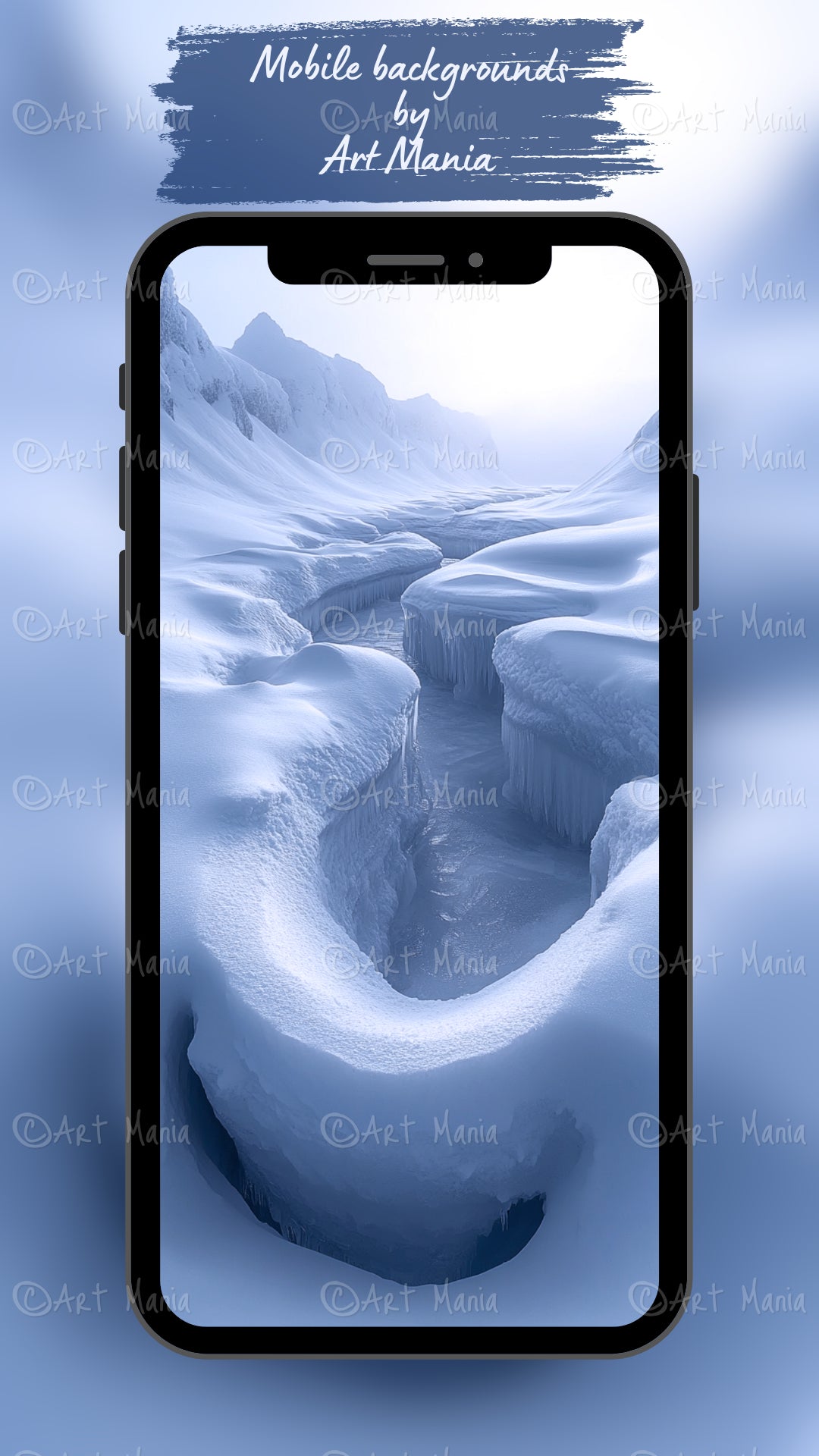 Surreal winter landscape. Mobile wallpaper
