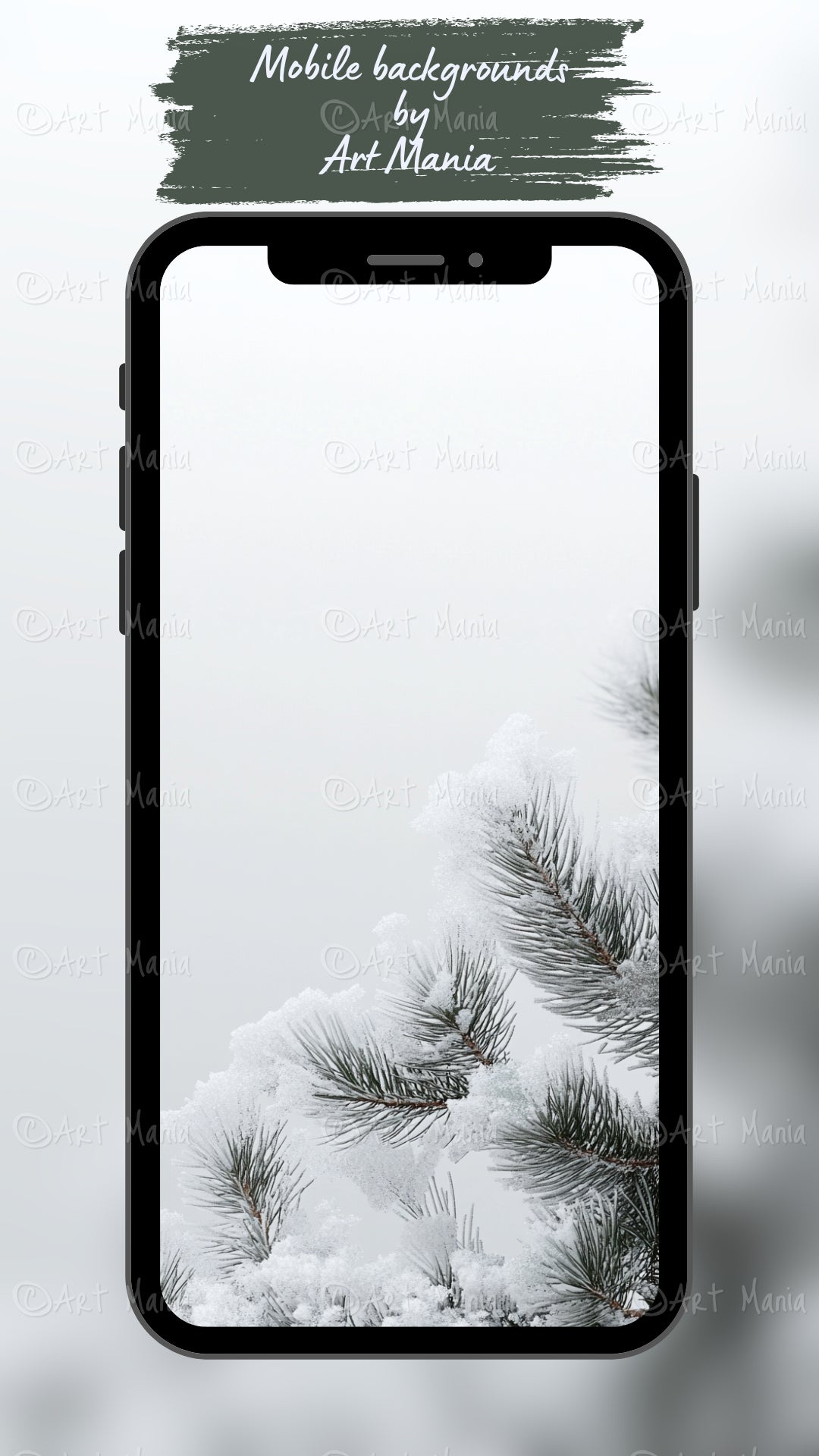 Simple winter frame. Mobile wallpaper