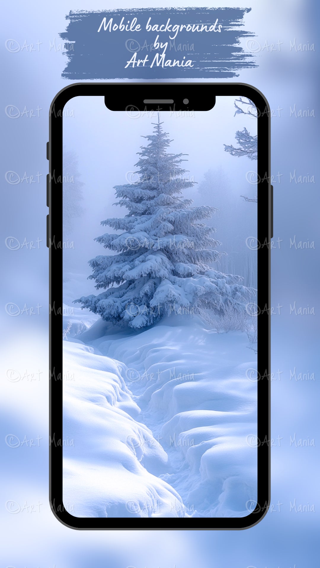 Snowy forest. Mobile wallpaper