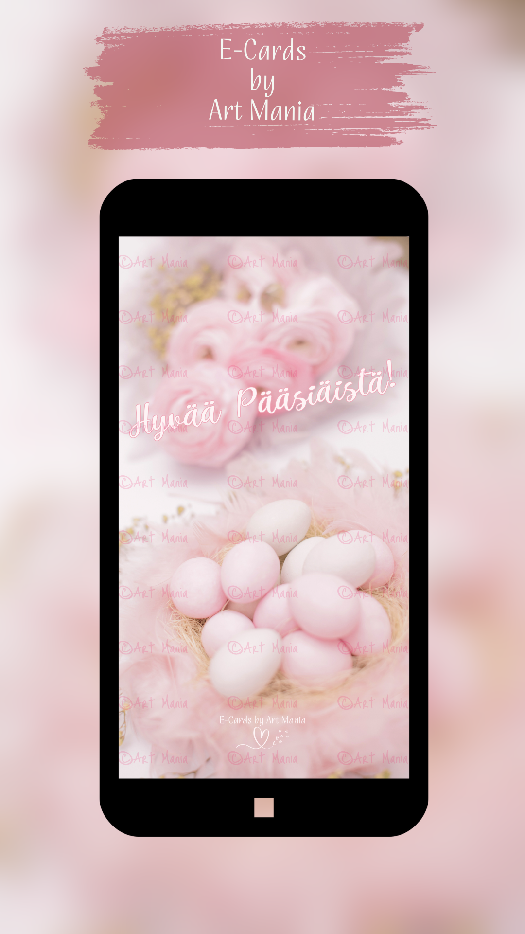 Happy Easter. Soft pink colors. E-Card