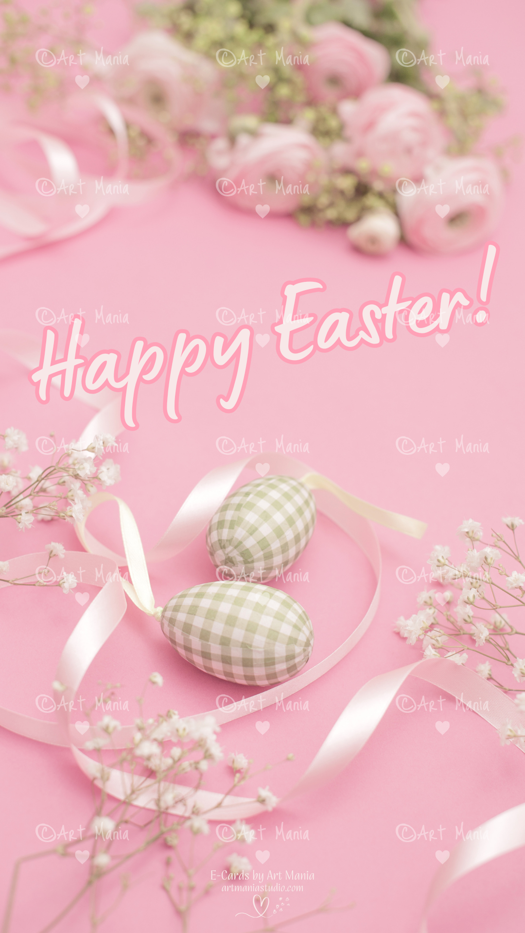 Pink Easter composition. E-Card