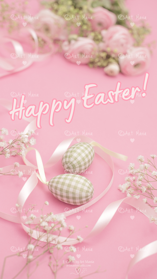 Pink Easter composition. E-Card