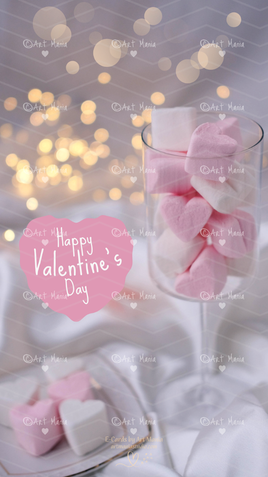 Valentines Day. E-Card with bokeh