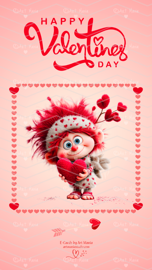 Happy Valentines day with cupid. E-Card