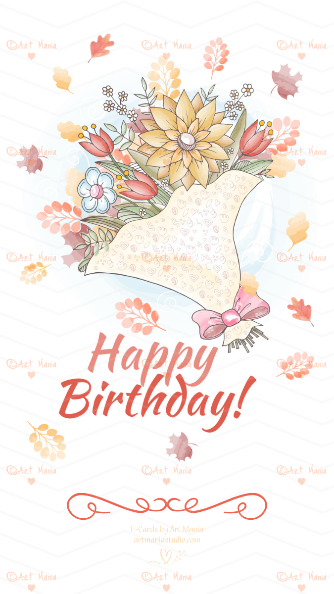 Autumn bouquet. Birthday E-Card