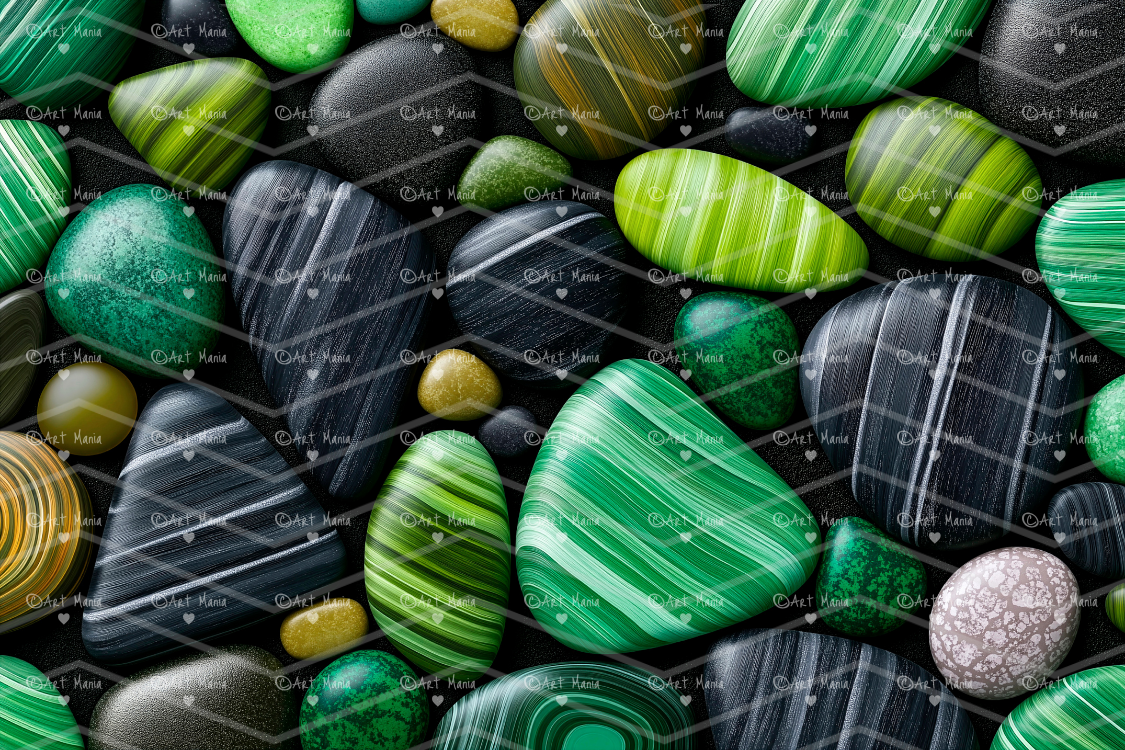 Emerald and black stones