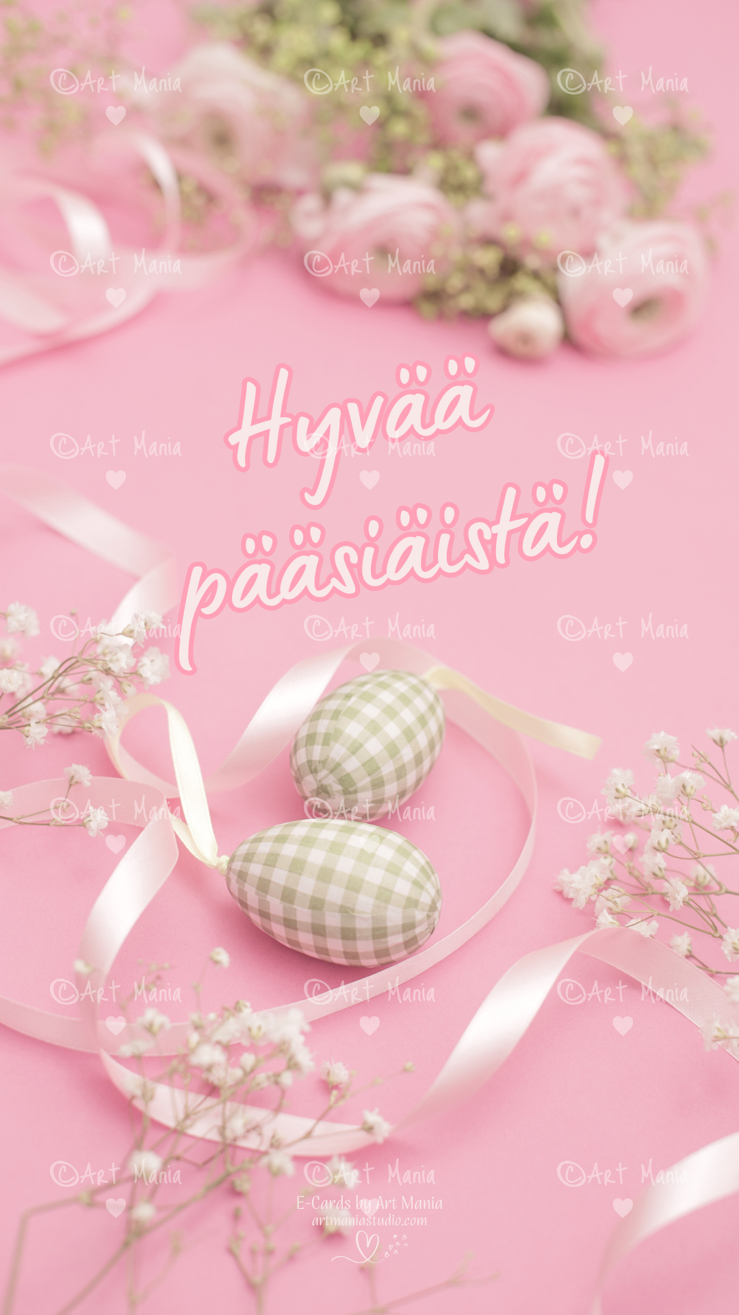 Pink Easter composition. E-Card