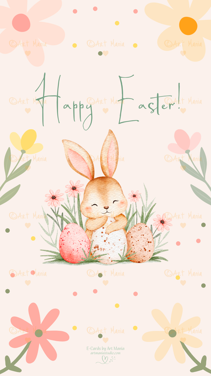 Happy Easter. Soft Beige E-Card