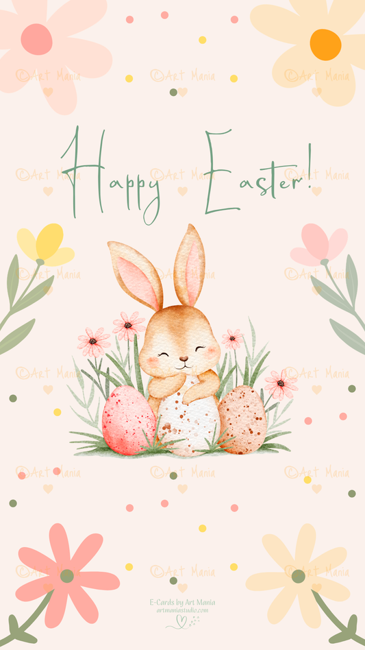 Happy Easter. Soft Beige E-Card