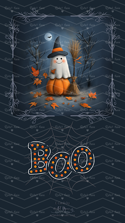 Halloween night. Ghost. E-Card