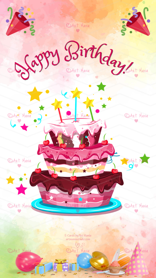 Birthday cake. Birthday E-Card