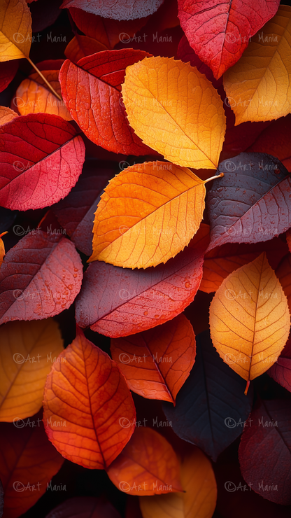 Autumn leaves. Mobile wallpapers. Set of 2 Images