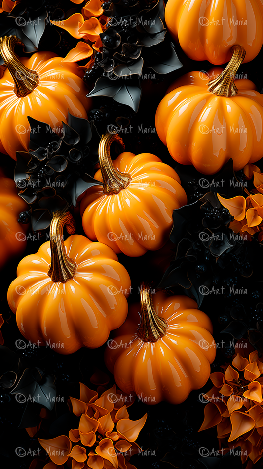 Glass pumpkins. Mobile wallpaper