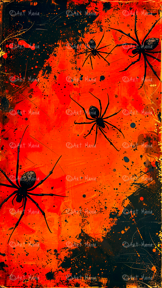 Black spiders. Mobile wallpaper