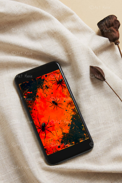 Black spiders. Mobile wallpaper