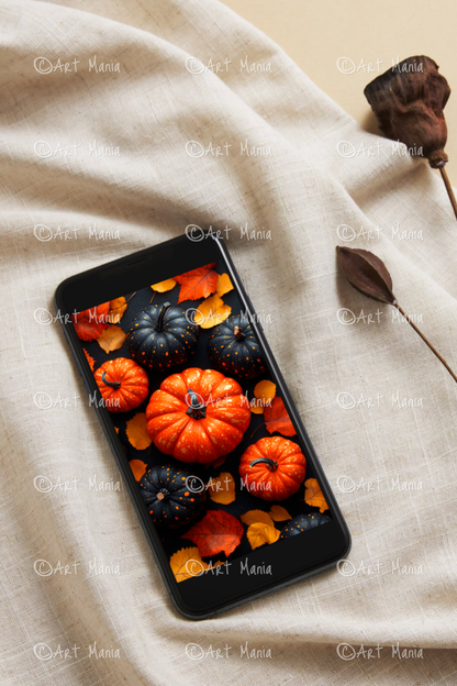 Colorful pumpkins. Mobile wallpaper