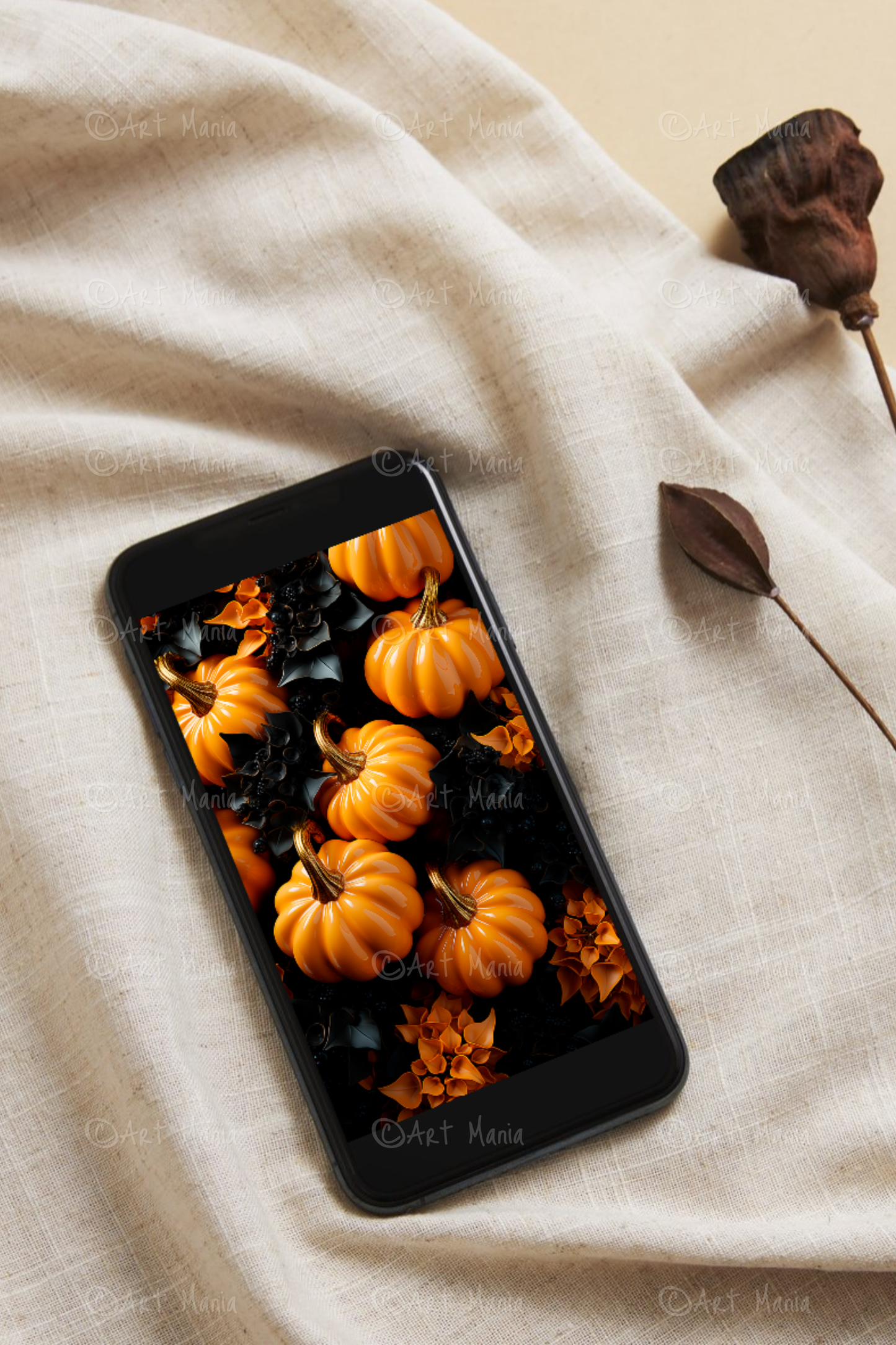 Glass pumpkins. Mobile wallpaper