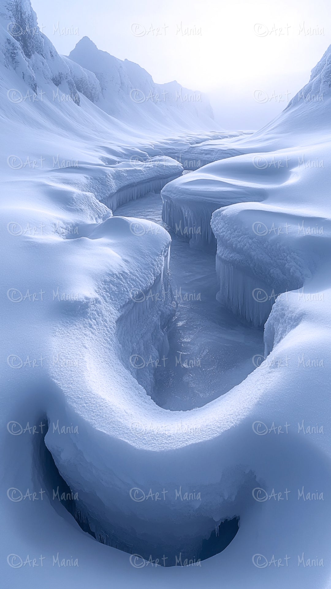 Surreal winter landscape. Mobile wallpaper