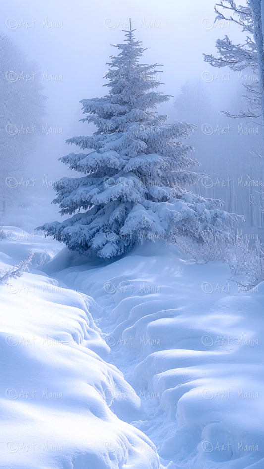 Snowy forest. Mobile wallpaper