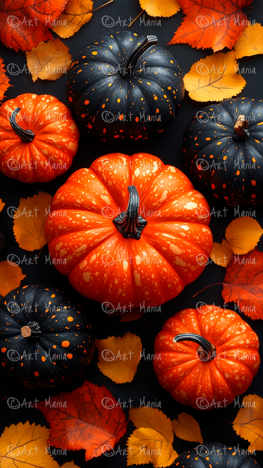 Colorful pumpkins. Mobile wallpaper