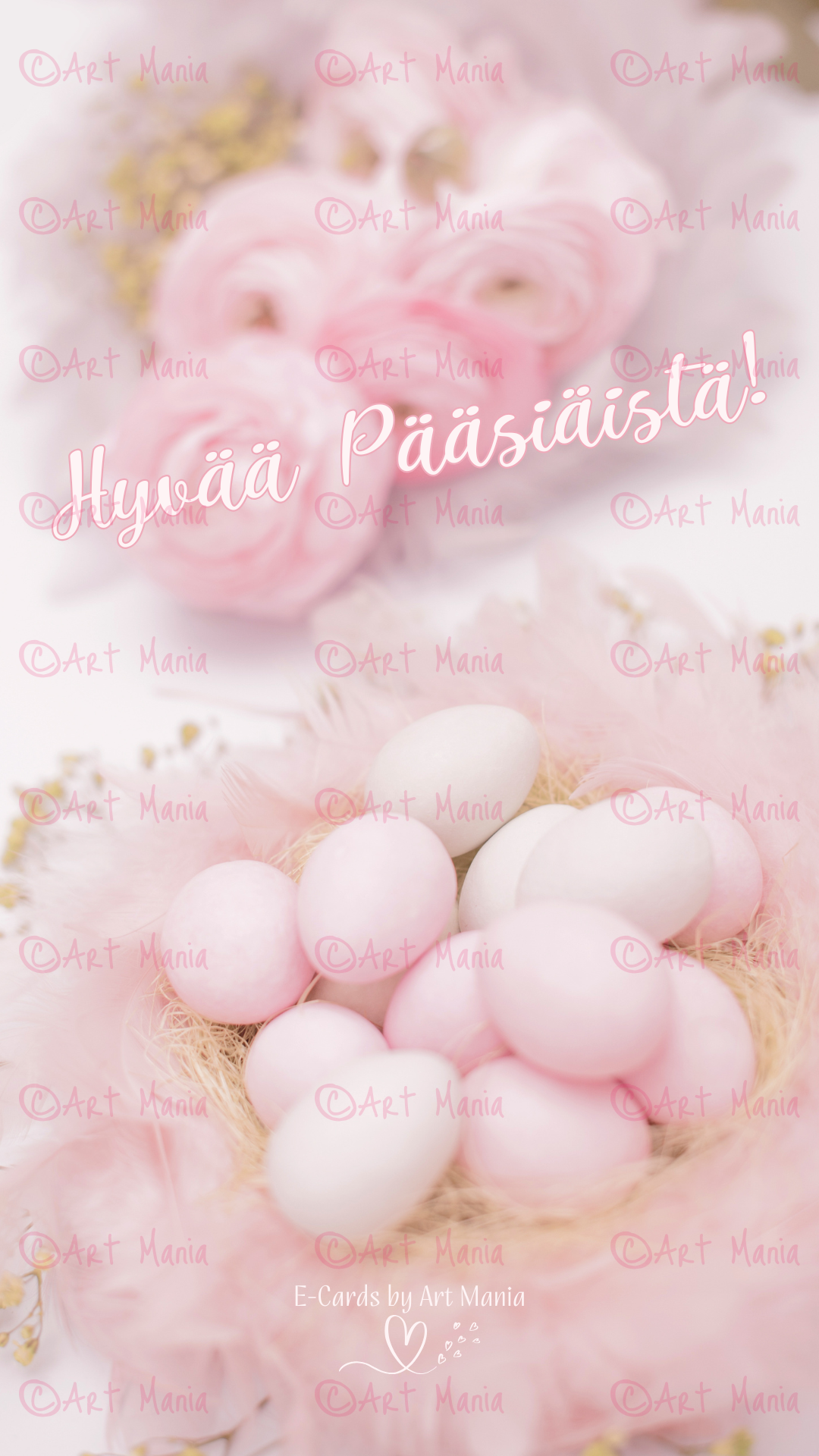 Happy Easter. Soft pink colors. E-Card