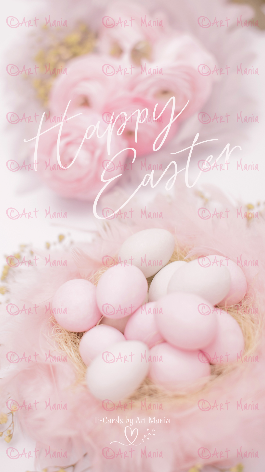 Happy Easter. Soft pink colors. E-Card