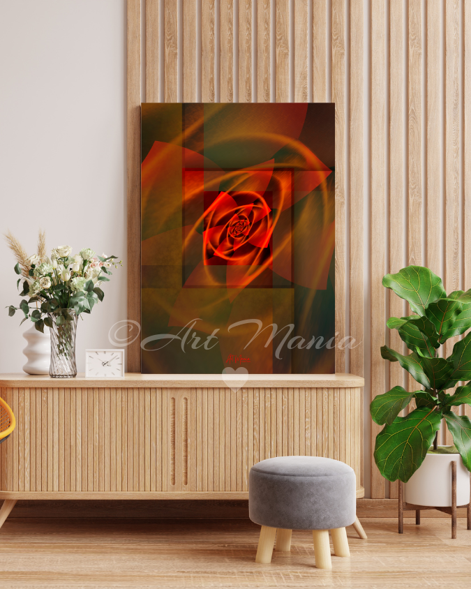 Red Flower. Print Under Acrylic Glass