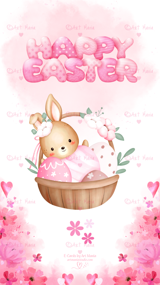 Happy Easter. Pink E-Card