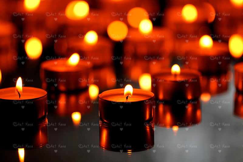Candles fire with bokeh effect