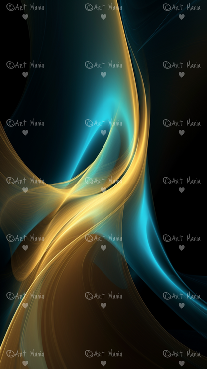 Emerald with Golden Waves. Mobile wallpapers. Set of 3 Images