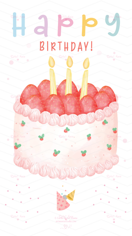 Birthday cake. E-Card
