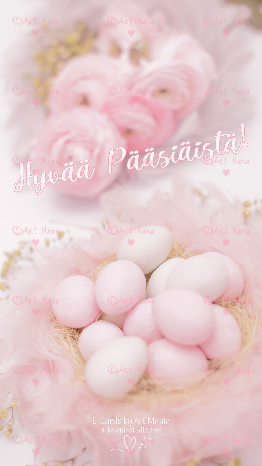 Happy Easter. Soft pink colors. E-Card