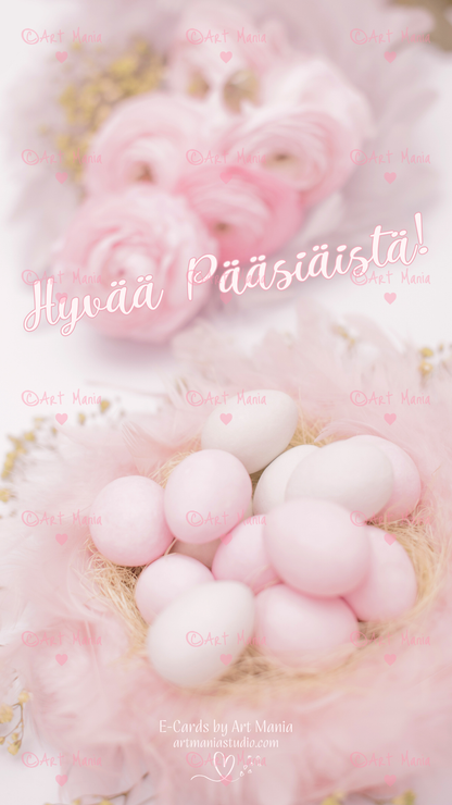 Happy Easter. Soft pink colors. E-Card