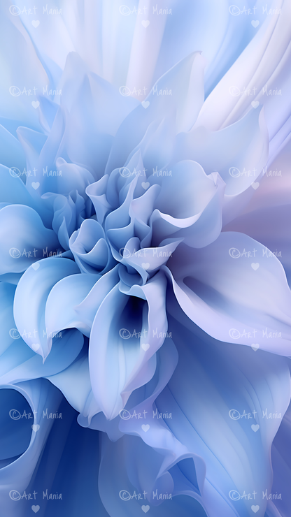 Soft blue flowers. Mobile wallpapers. Set of 3 Images
