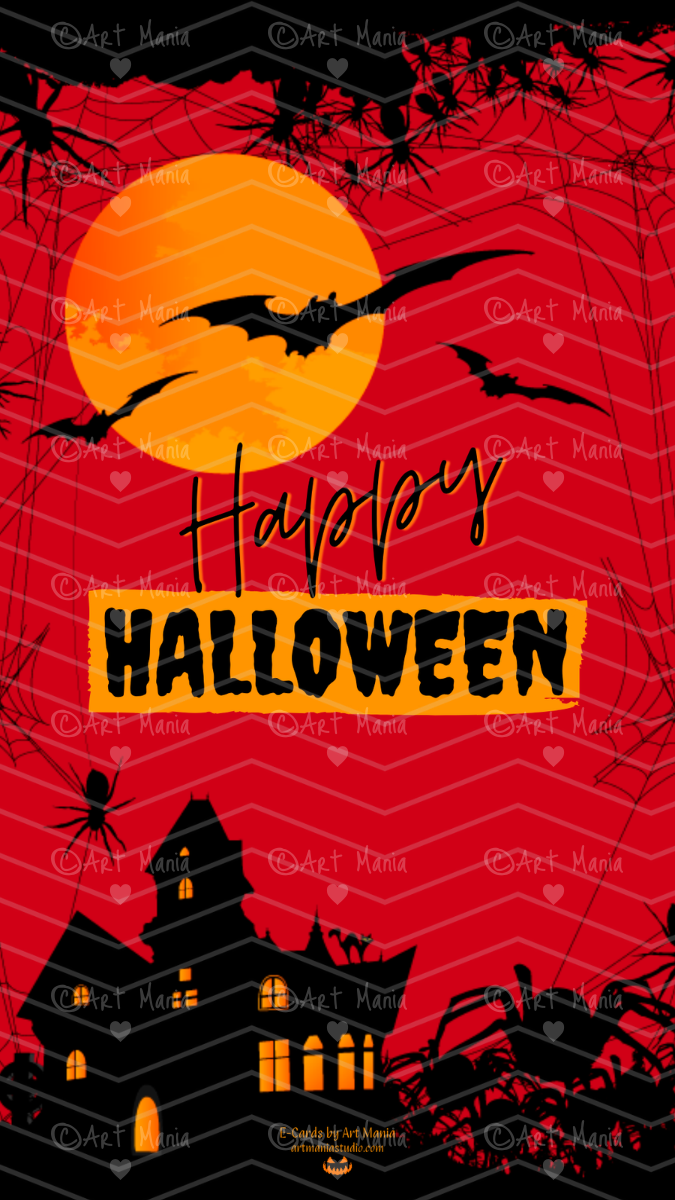 Red Halloween night. E-Card