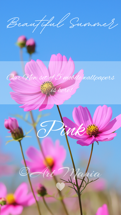 Beautiful summer. Mobile wallpapers. Set of 5 Images
