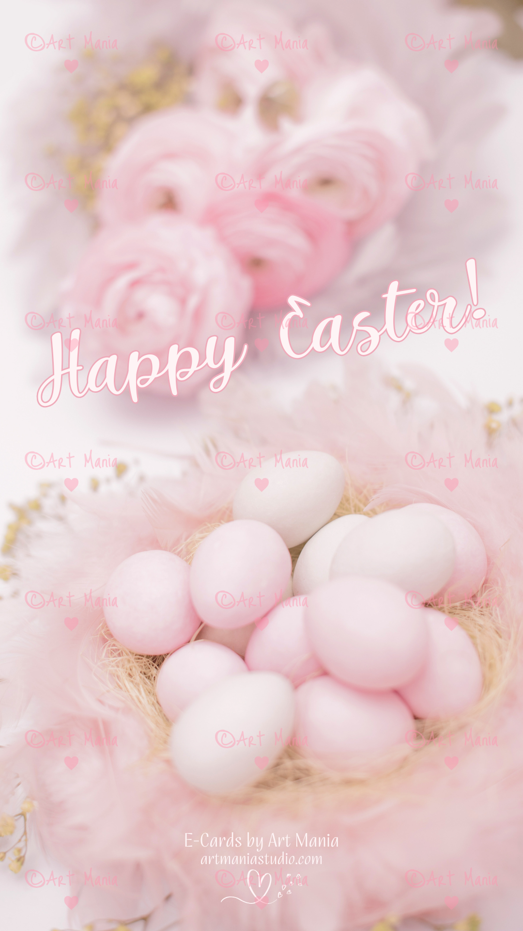 Happy Easter. Soft pink colors. E-Card