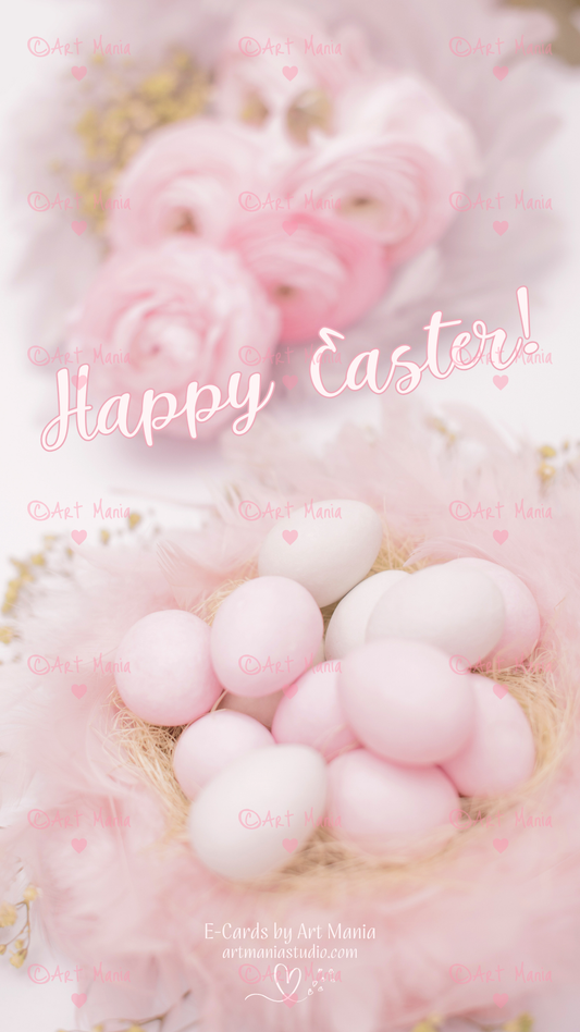 Happy Easter. Soft pink colors. E-Card
