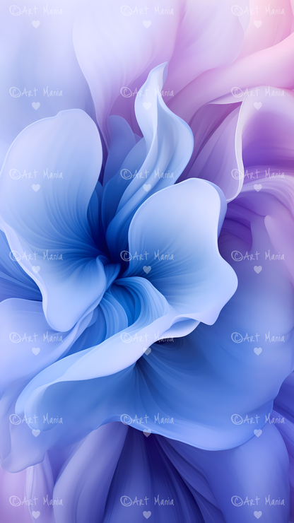 Soft blue flowers. Mobile wallpapers. Set of 3 Images