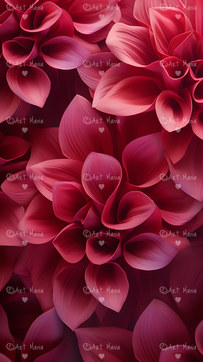 Chic bordo flowers. Mobile wallpapers. Set of 3 Images
