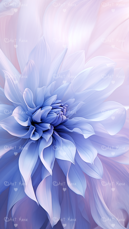 Soft blue flowers. Mobile wallpapers. Set of 3 Images