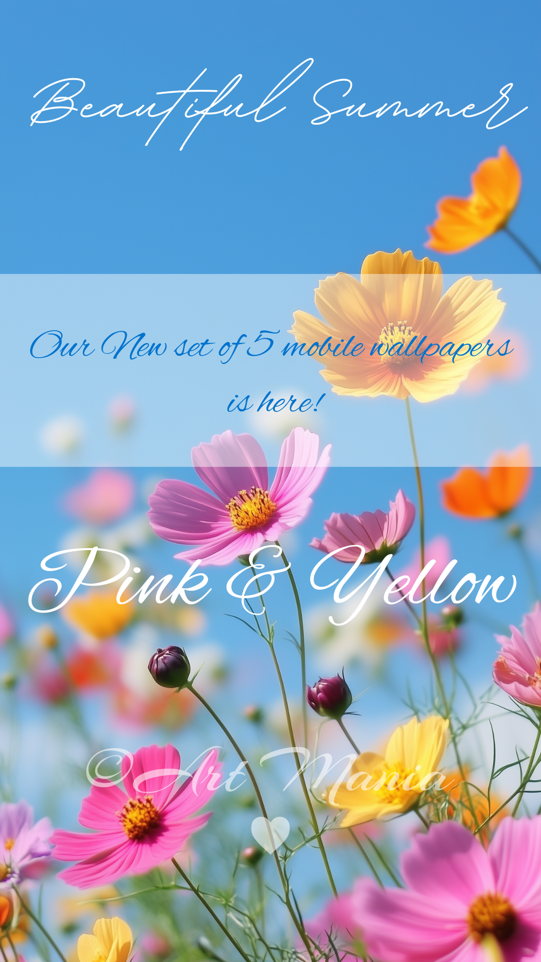 Mobile wallpapers. Beautiful summer. Set of 5 pcs