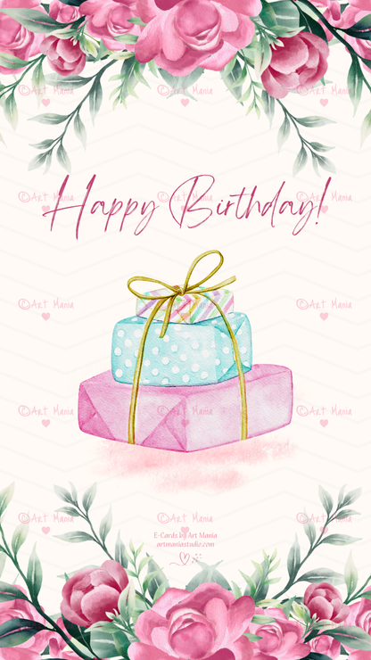 Gift boxes. Birthday E-Card