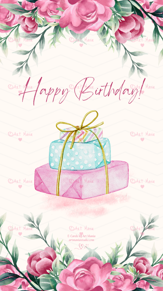 Gift boxes. Birthday E-Card