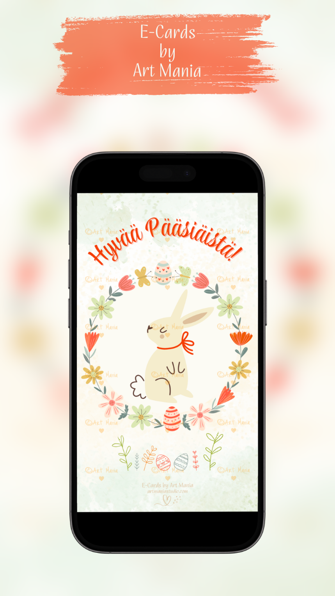 Happy Easter with cute bunny. E-Card