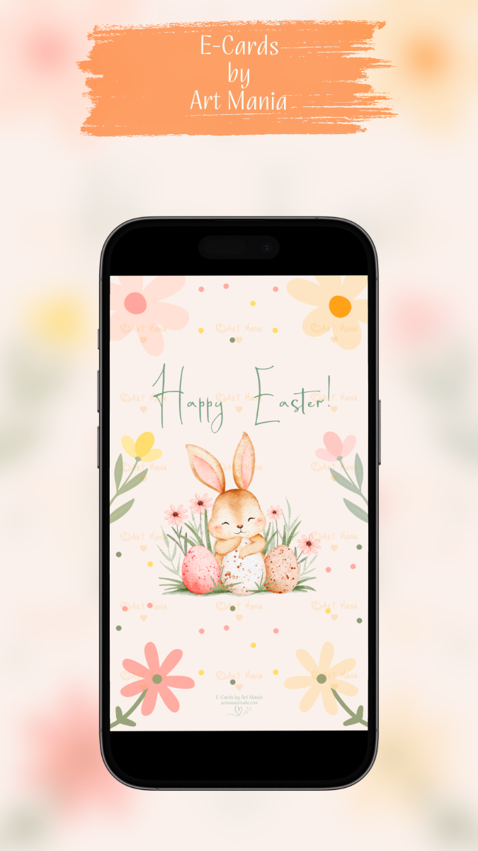 Happy Easter. Soft Beige E-Card