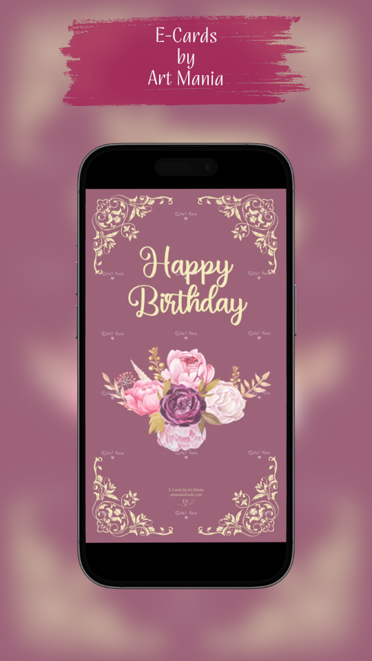 Peonies. Birthday E-Card