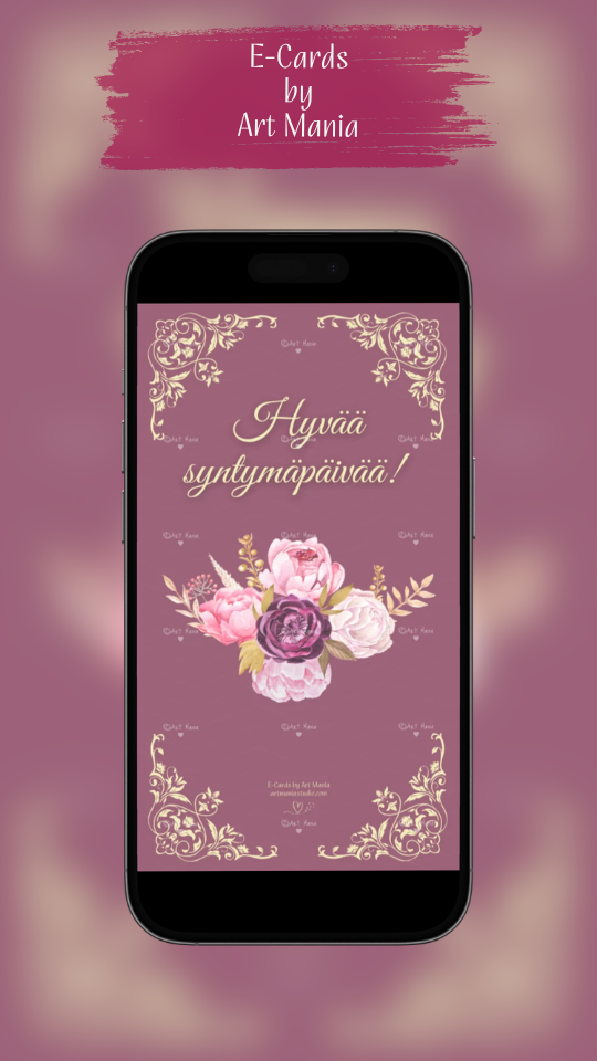 Peonies. Birthday E-Card