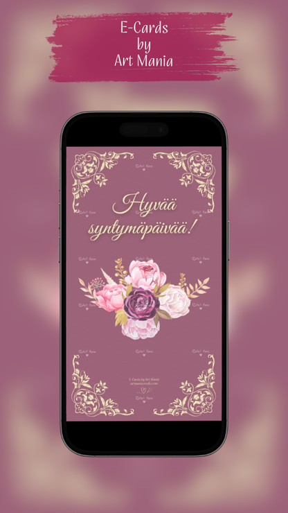 Peonies. Birthday E-Card